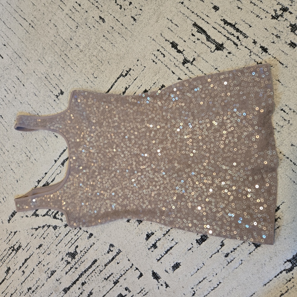 Express Sequin Tan Tank Top